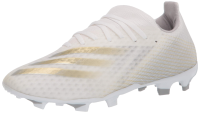 adidas Men's X GHOSTED.3 Soccer Shoe, White/Metallicgold Melange/Silver Metallic(Firm Ground), 9.5
