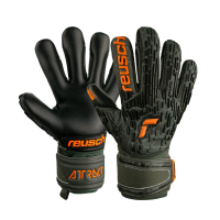 Reusch Attrakt Freegel Gold Finger Support Goalkeeper Gloves, Desert Green/Shocking Orange/Black, Size 9