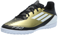 adidas Men's F50 Club Messi Turf Sneaker, Gold Metallic/White/Black, 13