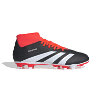 adidas Predator Club Sock Firm Ground Soccer Shoes - Strikeprint Elements, Foot-Hugging Fit, Synthetic Upper, Versatile Outsole, Environmentally Friendly, Core Black/Footwear White/Solar Red, 9.5