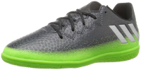 adidas Performance Kids' Messi 16.3 Indoor Soccer Shoe (Little Kid/Big Kid), Dark Grey/Metallic Silver/Neon Green, 11.5 M US Little Kid