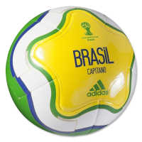 adidas Unisex OLP 2014 Capitano Brazil Soccer Ball Vivid Yellow/Vivid Green/True Blue 5