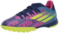 adidas X Speedflow Messi.3 Turf Soccer Shoe, Victory Blue/Shock Pink/Solar Yellow, 2.5 US Unisex Little Kid