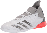 adidas Men's Indoor Predator Freak .3 Soccer Shoe, White/Iron Metallic/Solar Red, 9.5