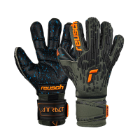 Reusch Attrakt Freegel Fusion Ortho-Tec Goaliator Goalkeeper Gloves, Desert Green/Shocking Orange/Black, Size 9