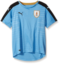 PUMA Men's Uruguay Kids Home Replica Shirt, Silver Lake Blue/Black/Victory Gold, YX-Large