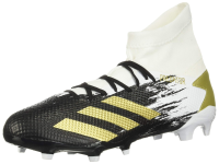 adidas mens 20.3 Firm Ground Soccer Shoe, White/Gold Metallic/Black, 10 US