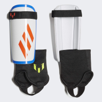 Youth Messi Soccer Shin Guards, White/Crystal White/Football Blue/Solar Yellow, S