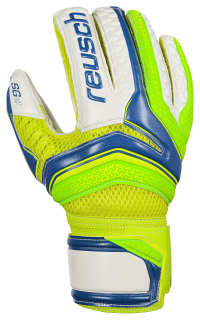 Reusch Soccer Serathor SG Finger Support Goalkeeper Gloves, Green/Blue, 11
