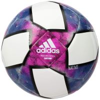 adidas UCL Finale 19 Capitano Soccer Ball Top:White/Bright Cyan/Solar Yellow/Shock Pink Bottom:Coll