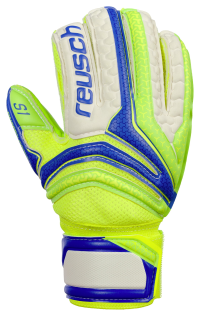 Reusch Soccer Serathor Prime S1 Finger Support Junior Goalkeeper Glove, Green/Blue, 6