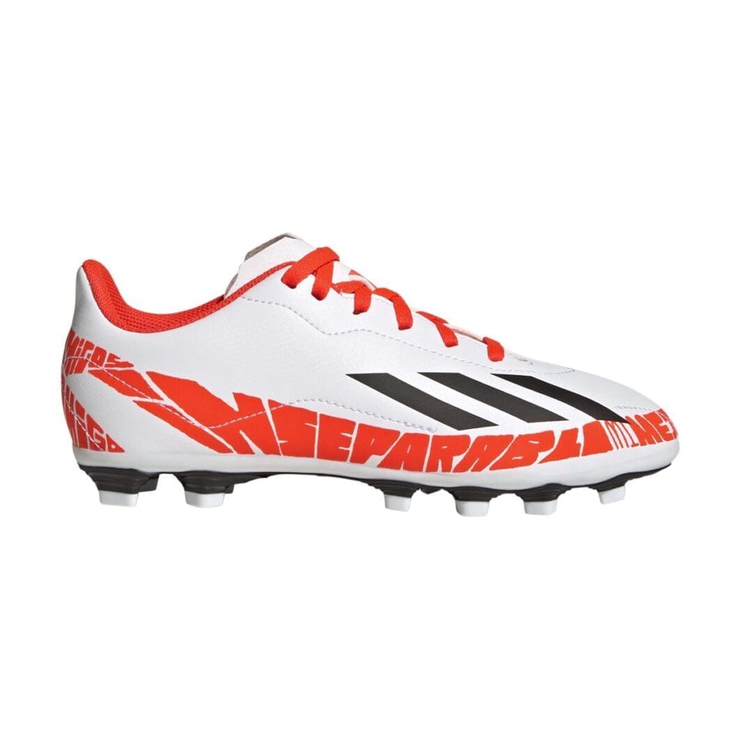 adidas X SpeedPortal Messi .4 Youth Firm Ground Cleats (White/Orange)
