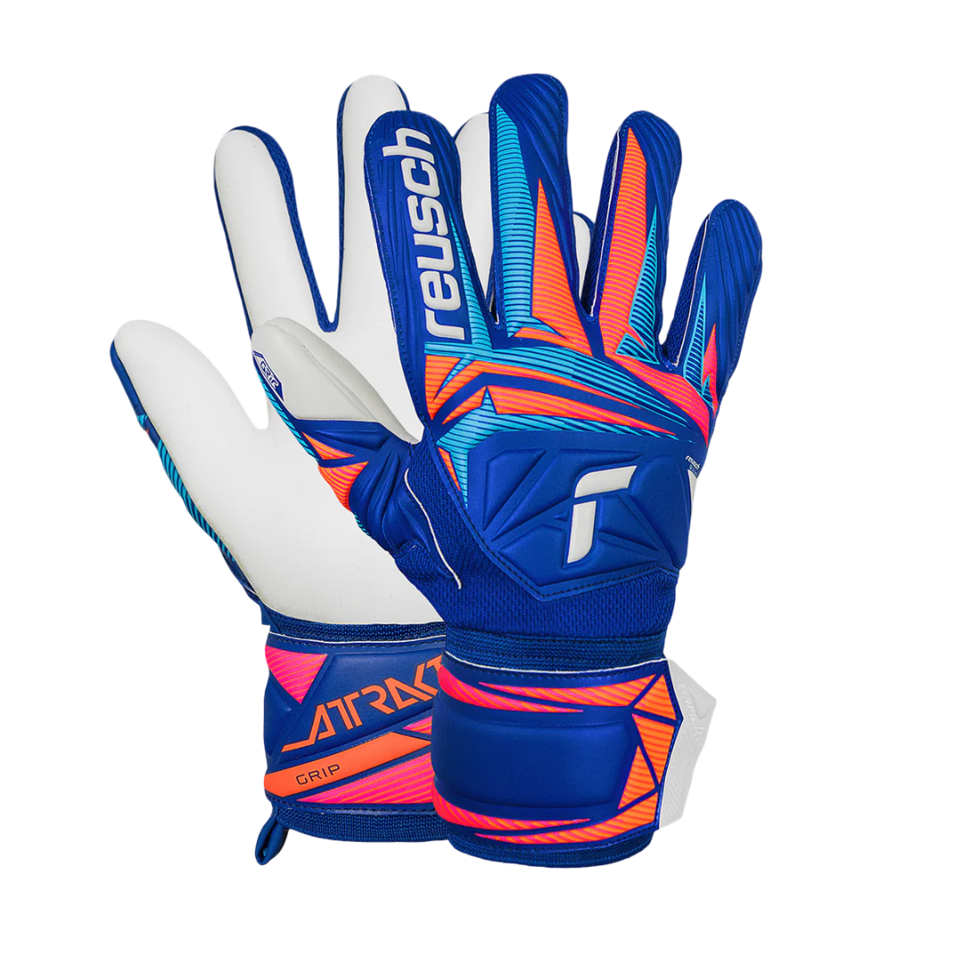 Reusch Attrakt Grip Goalkeeper Gloves Sharp Blue/White/Shocking Orange